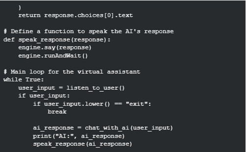 Define a function to speak the AIs response